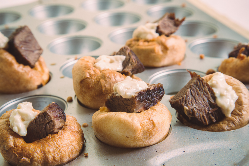 mini yorkshire puddings and beef