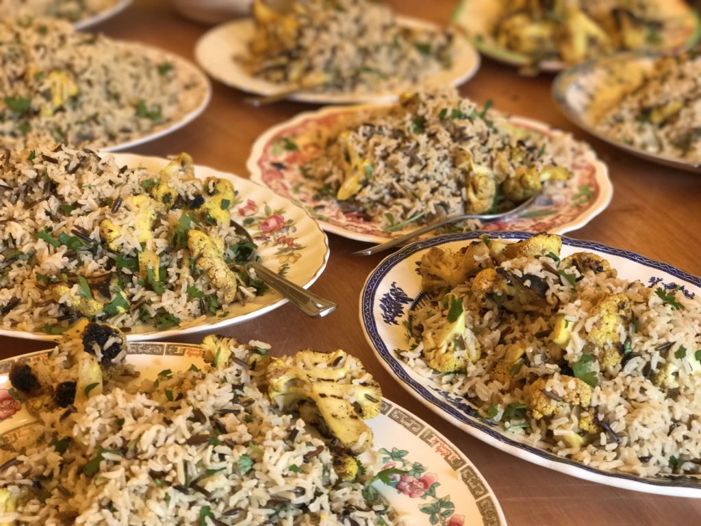 Roast cauliflower and wild rice salad