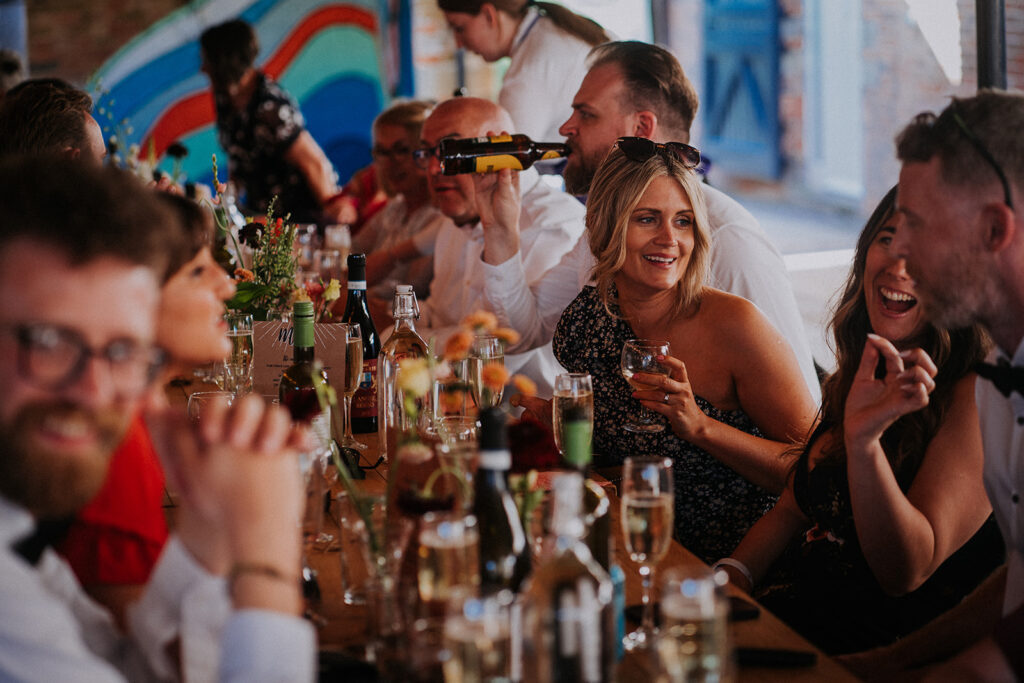 Guests sat at the dinner table